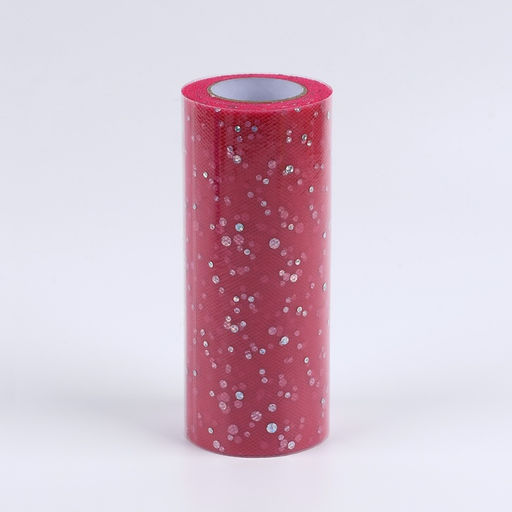Фатин с блёстками, 15 см, 23±1 м, 11±1 г/м², ярко-розовый №61