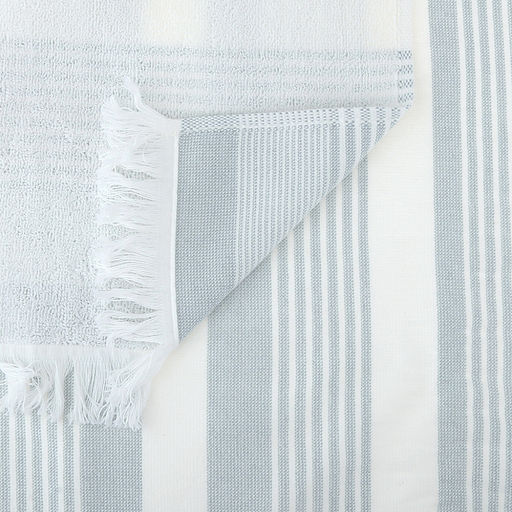 Полотенце махровое "Полосатый рейс" 50х90см, хлопок 100%, с бахромой, голубой (Китай)