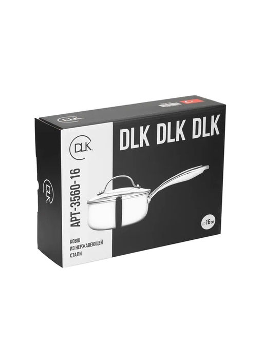 Ковш с крышкой стеклянной из нержавеющей стали (3-х слойный) 16x7 см (1 л), арт. 3560-16