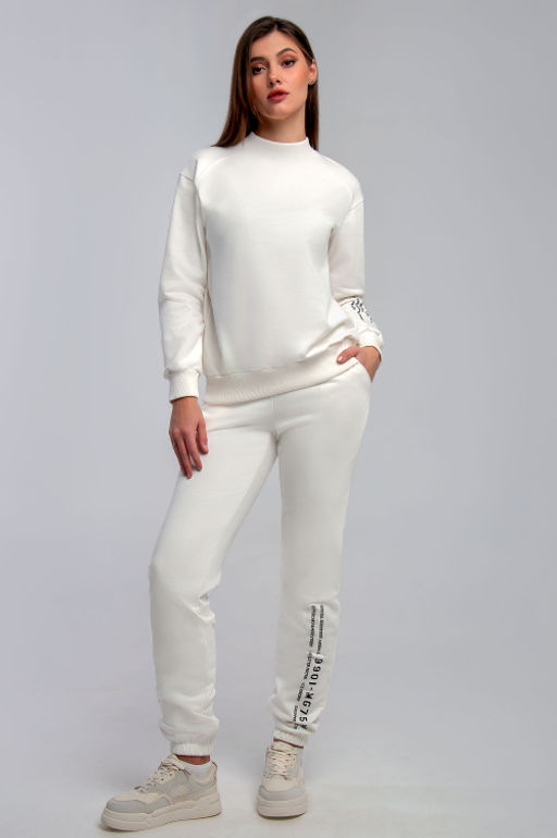 Арт. 2532 Костюм с брюками женский 44-50 (4 шт) Цвет:верх-молочный, низ-молочный - Калинка фото 13