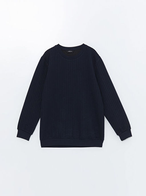 Bisiklet Yaka Uzun Kollu Erkek Sweatshirt