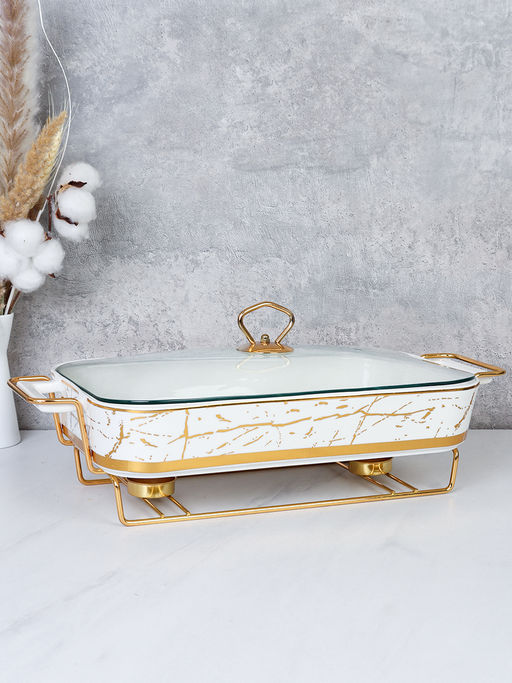 Мармит с подогревом 2,5 л Белое золото / WG-694-2.5 /уп 6/ керамическая чаша на подставке с подогревом - Галеонтрейд фото 3