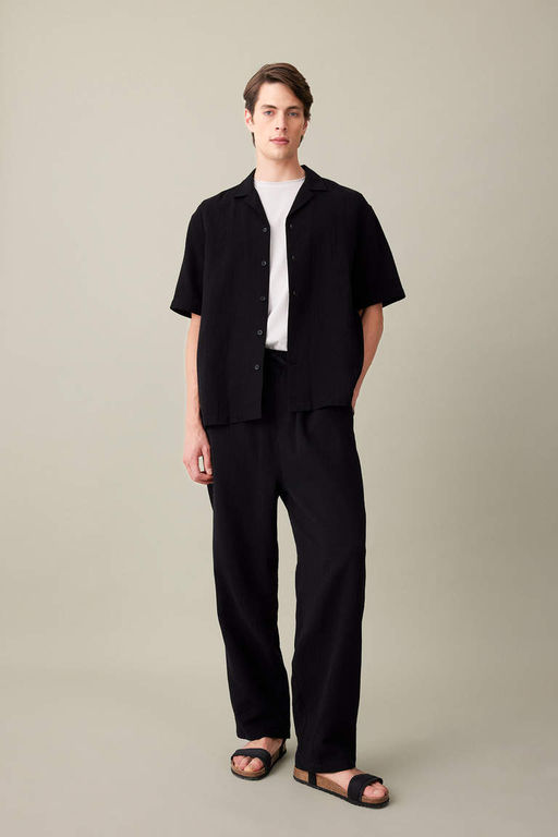 Хлопковые брюки прямого кроя свободного покроя - Defacto фото 2