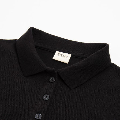 Футболка поло женская MINAKU: Basic line, чёрная, размер 44