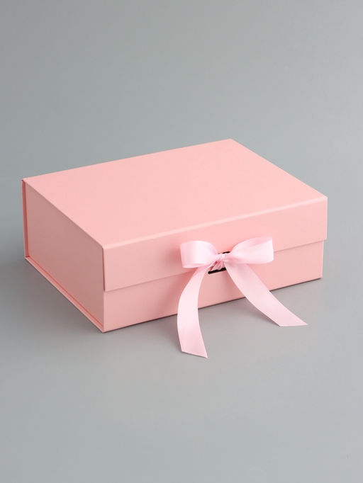 Коробка подарочная с бантом складная 29 х 22 х 10,5 см Розовая