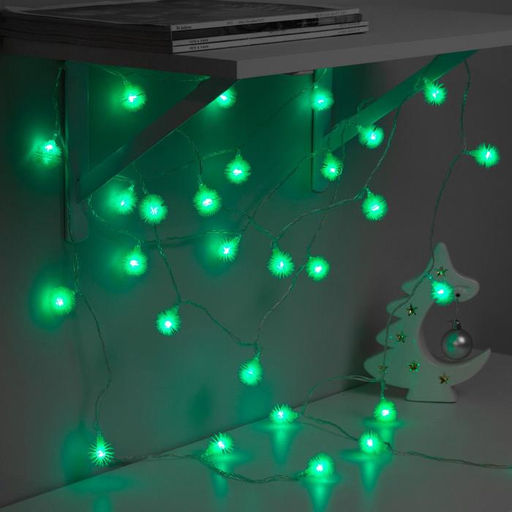 Гирлянда Нить 5 м с насадками Ёжики зелёные, IP20, прозрачная нить, 30 LED, свечение зелёное, 8 режимов, 220 В - Luazon lighting фото 3