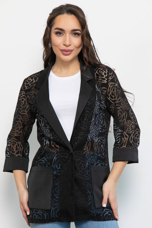 Пиджак Шерри (чёрный/розы) - Эльза фото 7
