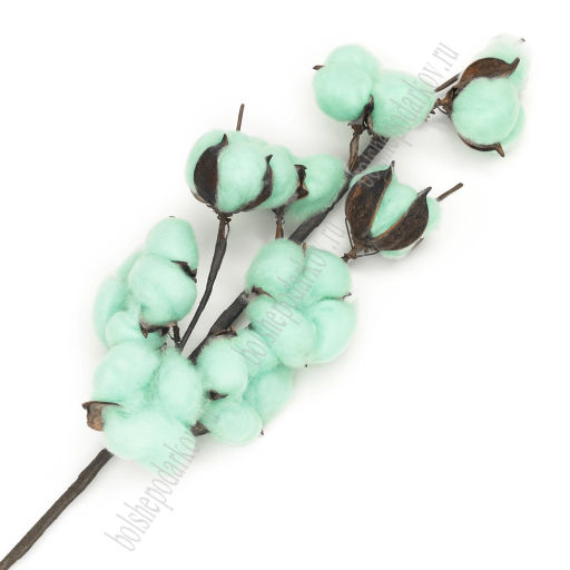 Веточка декоративная 50 см Хлопок (SF-1908) аквамарин - Больше подарков фото 3