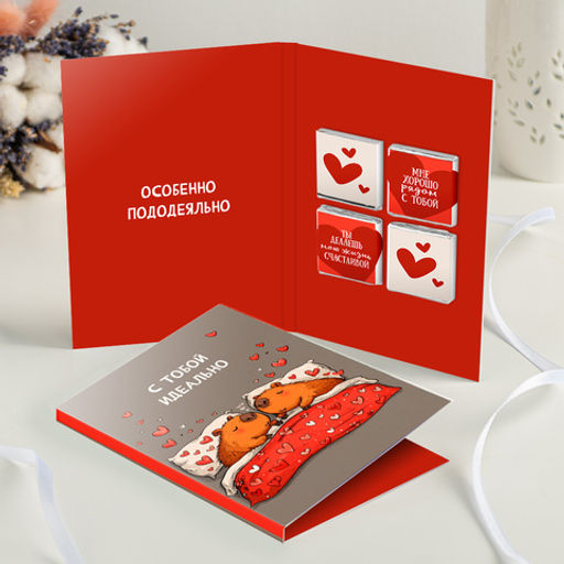 Открытка 4 шоколадки "С тобой идеально (капибары)"