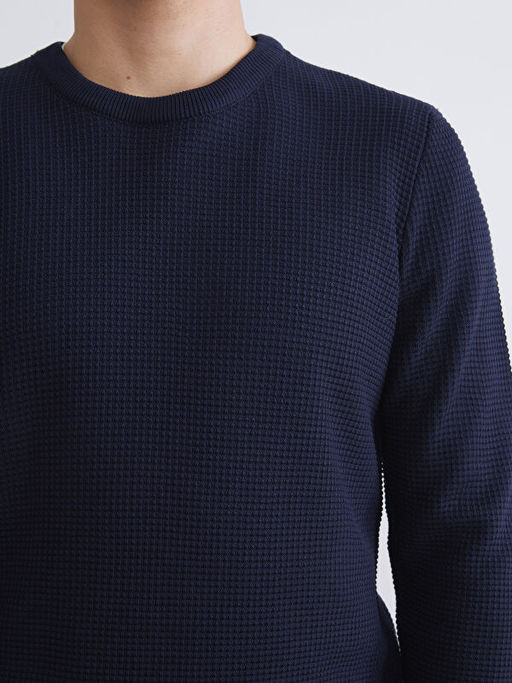 Bisiklet Yaka Kareli Erkek Triko Kazak