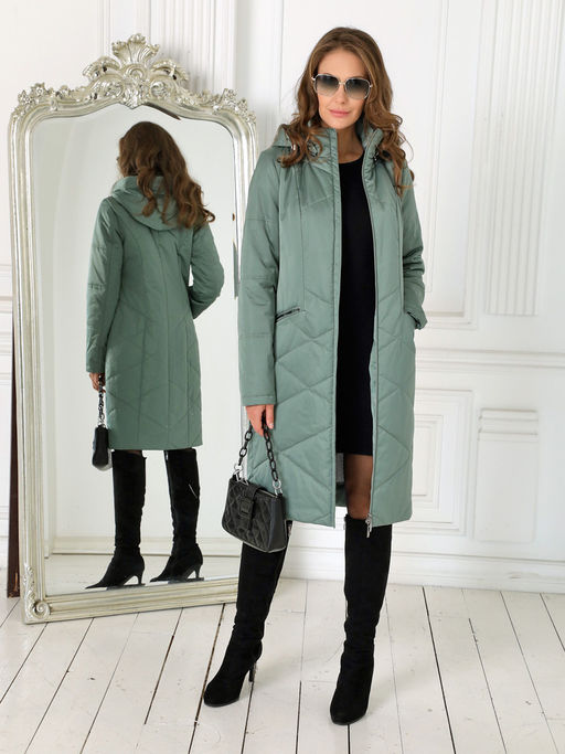 24106 Плащ утепл. серо-зеленый - Dizzyway фото 2