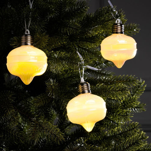 Набор ёлочных шаров Ретро, 3 шт, 87 см, 3 LED, от батареек AG139, свечение тёплое белое