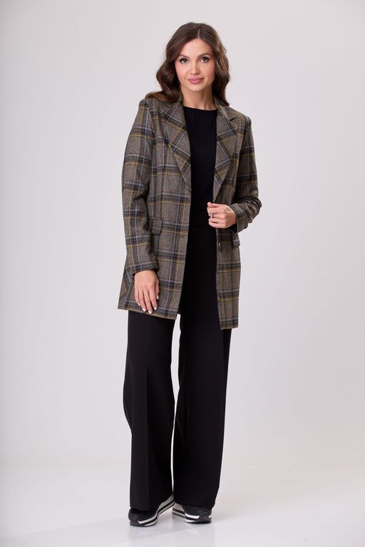 Костюм БелЭльСтиль 860/565 коричнево-желтая клетка фото 5