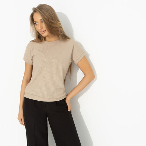 Футболка в рубчик Искусство строить глазки (бежевый) - Charutti фото 2