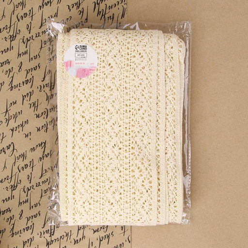 Кружево вязаное, 115 мм × 10 ± 1 м, цвет бежевый