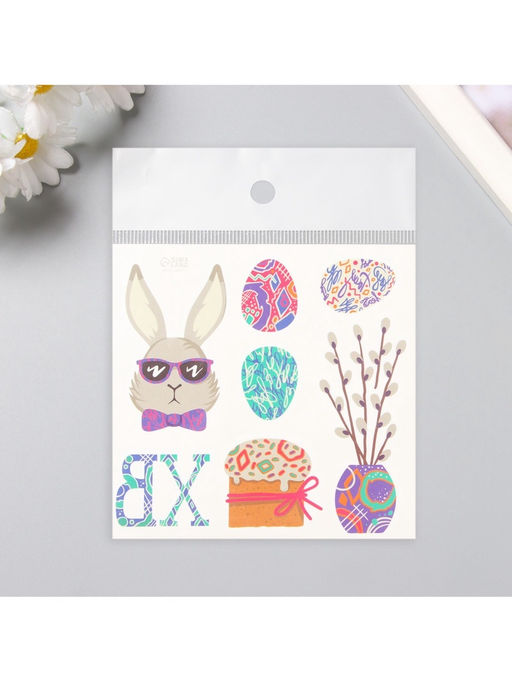 Переводные тату цветные Кролик в очках, временные татуировки, 10?10 см - Арт узор фото 6