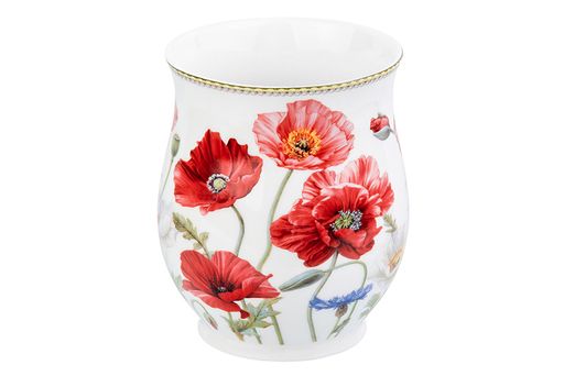 Кружка 350 мл 11,5*8,2*10 см "Маки" бочонок, NEW BONE CHINA