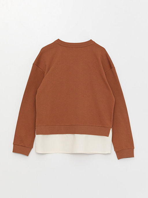 Bisiklet Yaka Nak??l? Uzun Kollu K?z ?ocuk Sweatshirt - Waikiki фото 3