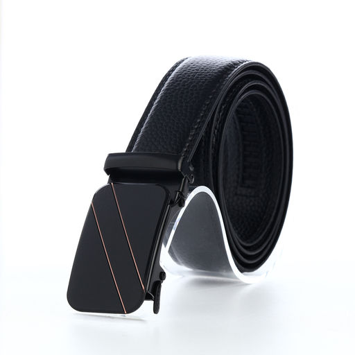 Ремень мужской, 120×3.5 см, кожа под флотер, пряжка автомат, прошив, чёрный
