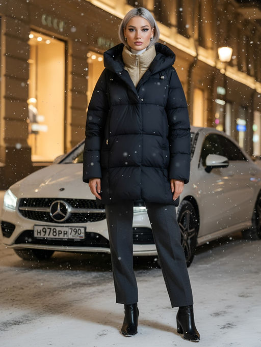 Куртка двубортная женская зимняя с капюшоном черного цвета 7736Ch Бренд: Visdeer  фото 29