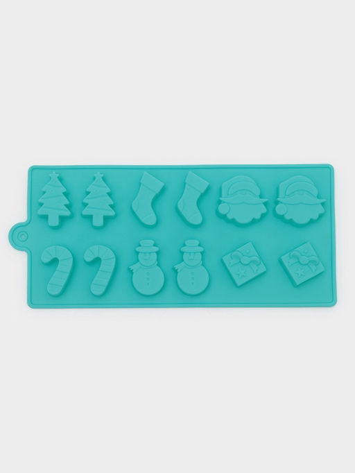 Цена за 2 шт. Форма для конфет и шоколада Доляна Новый год, силикон, 21.5?10 см, 12 ячеек, бирюзовая