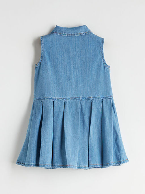 G?mlek Yaka Nak??l? K?z ?ocuk Jean Elbise