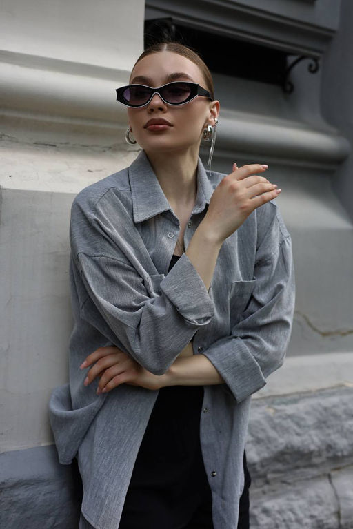 Рубашка женская, черный меланж