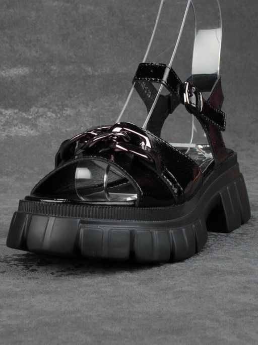 08-PEY144-5 BLACK Босоножки женские (натуральная кожа)