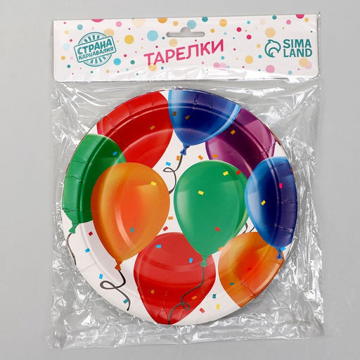 Цена за 2 шт. Тарелка бумажная «Шары», набор 6 шт.