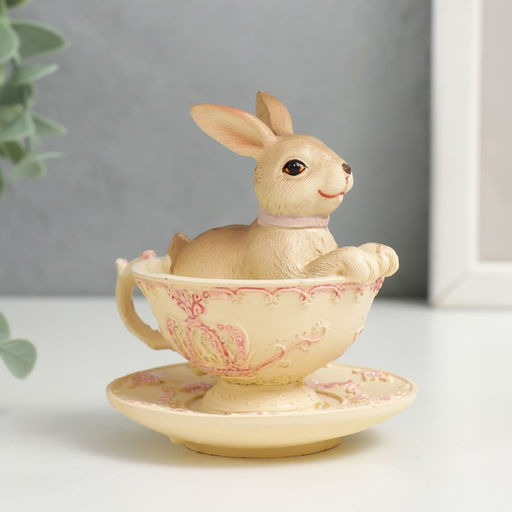 Фигурка полистоун Кролик в ажурной чашечке, 8?7?8 см