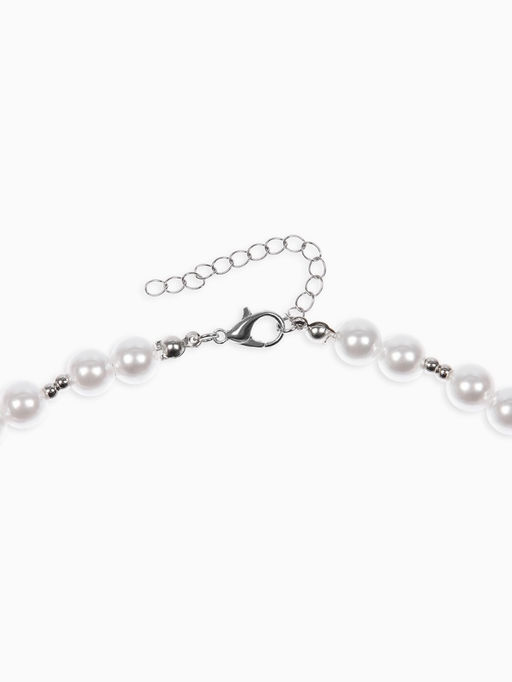 Кулон на жемчужных бусах "Вишня", цвет белый в серебре