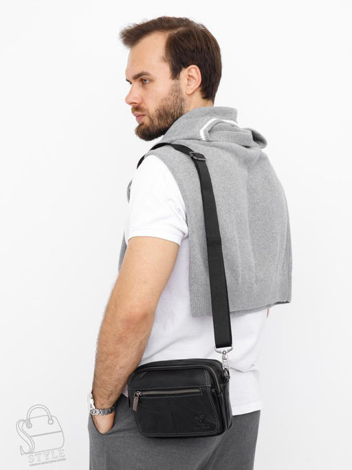 Сумка мужская кожаная 8615S black Fuzhiniao