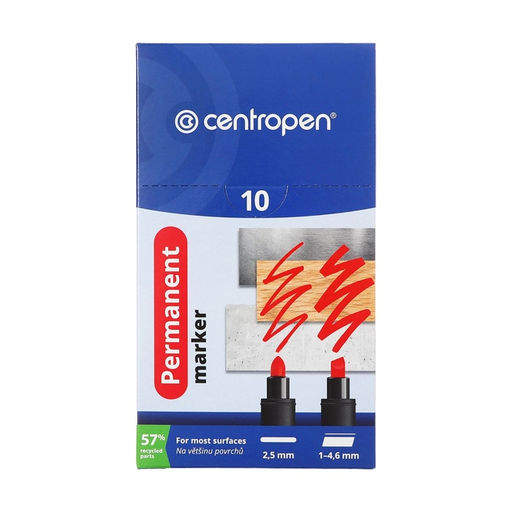 Цена за 10 шт. Маркер перманентный 5.0 мм Centropen 8566, линия 2.5 мм, цвет красный