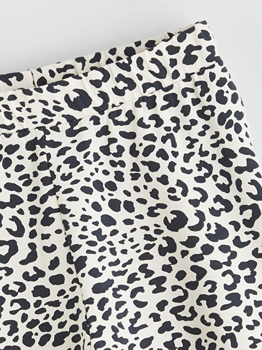 Beli Lastikli Leopar Desenli K?z ?ocuk K?sa Tayt