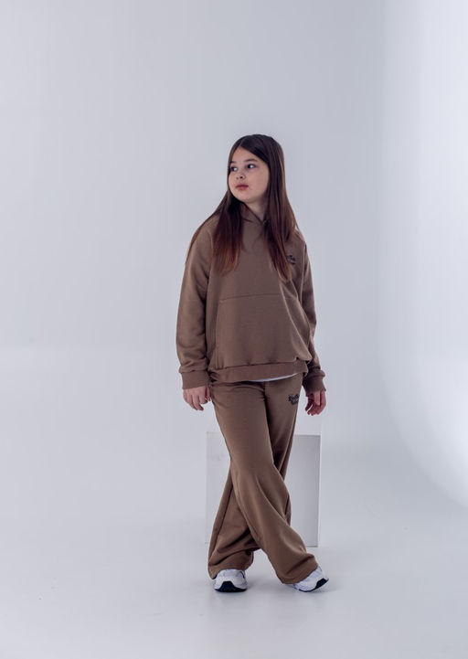 068 Детский костюм с палаццо, футер трехнитка петля, мокко - Knitka wear фото 3