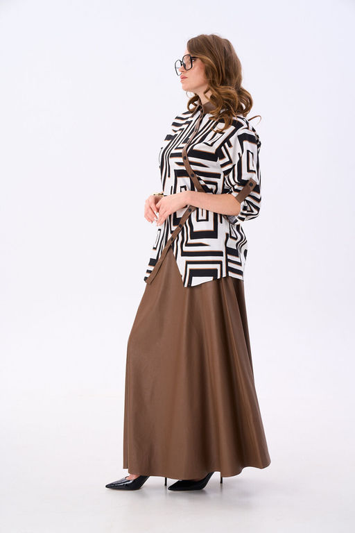 Джемпер NIKVA н987-1 чёрно-белые ромбы и шоколад  фото 3