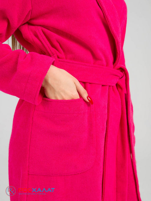 Женский махровый халат с шалькой малиновый МЗ-02 (26) - Росхалат фото 7