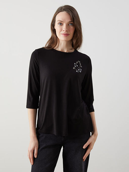 Bisiklet Yaka Ta?l? Kad?n Bluz