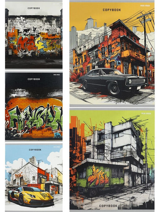 Цена за 2 шт. Тетрадь 48л. Prof-Press "Графика в городе" клетка (48-5138) лен