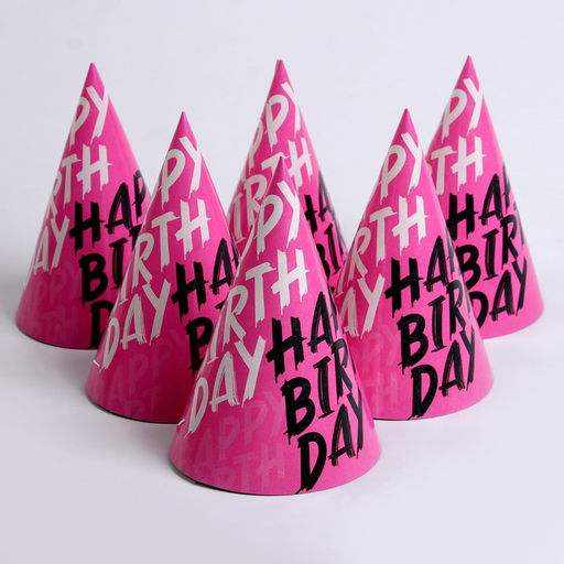 Колпак бумажный Happy Birthday, в наборе 6 шт. - Страна карнавалия фото 9