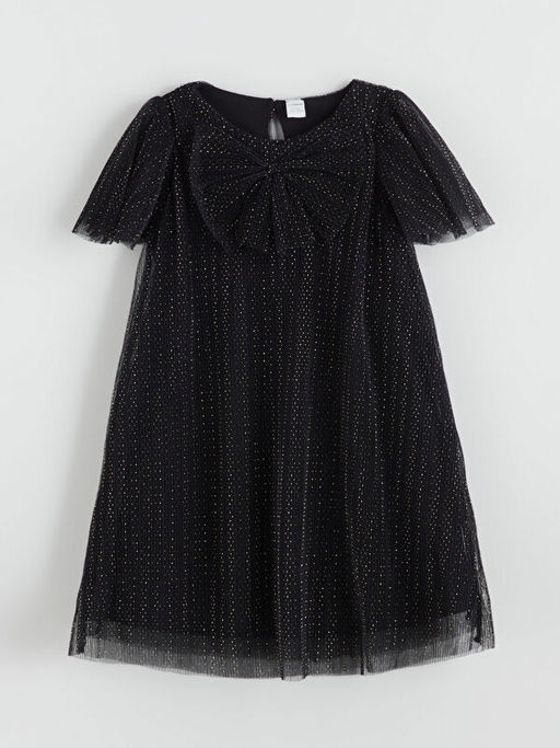 Bisiklet Yaka Kurdele Detayl? K?z ?ocuk Elbise