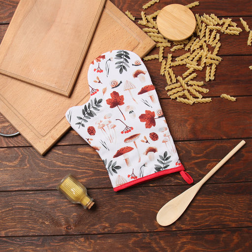 Варежка-прихватка Доляна Грибы 20х28 см, 35% хл, 65% пэ, ватин 250 г/м2  фото 5