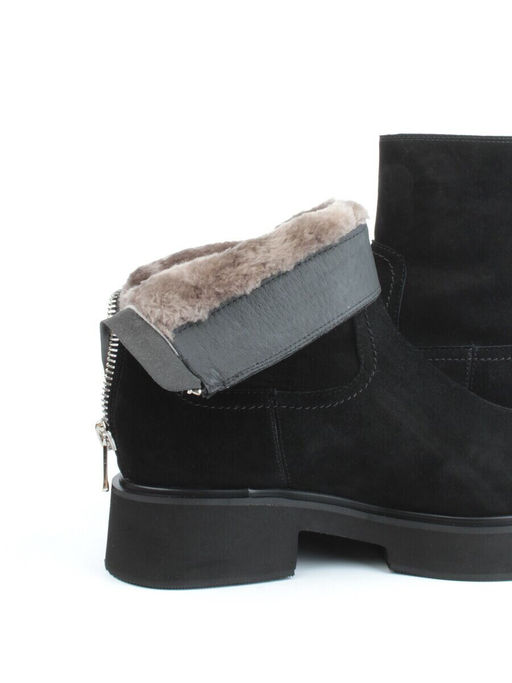 04-HJM397 BLACK Ботинки зимние женские (натуральная замша, натуральный мех)