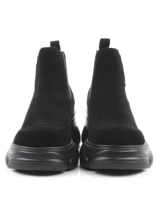 01-H23B-40B BLACK Ботинки демисезонные женские (натуральная замша, байка)
