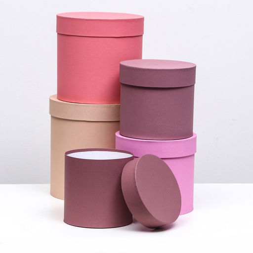 Набор шляпных подарочных коробок 5 в 1« Кофейный» , 23×23 - 14×14 см