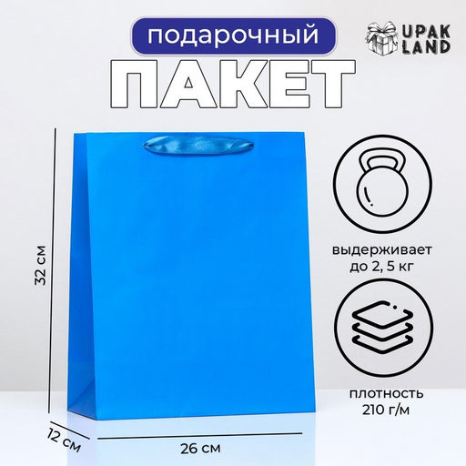 Пакет ламинированный Синий, 26 х 32 х 12 см - UPAK LAND фото 3