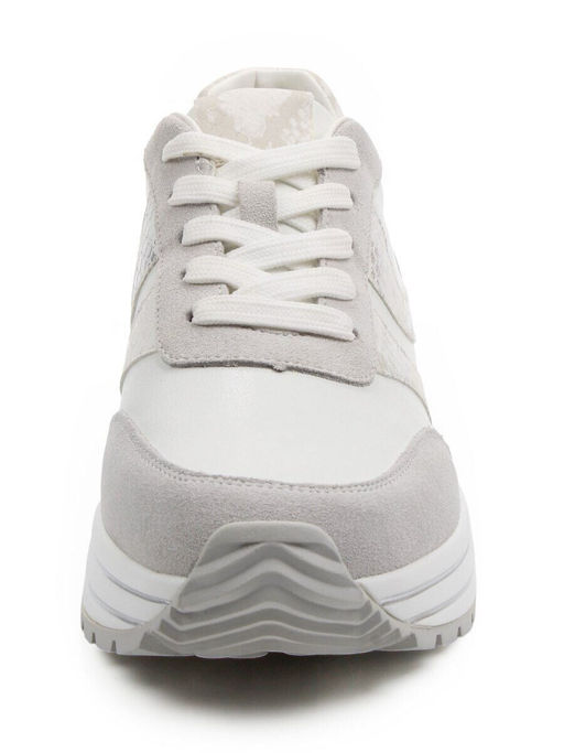 03-A1003-9 WHITE/LT. GRAY Кроссовки женские (натуральная кожа, натуральная замша)