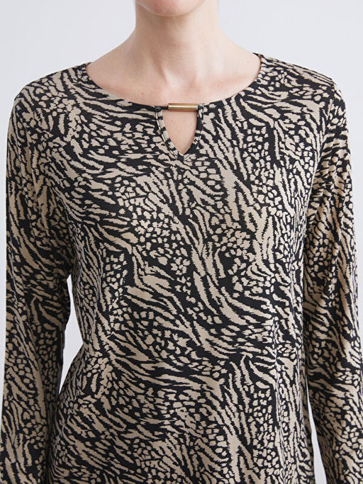 Bisiklet Yaka Desenli Bluz