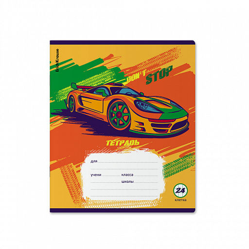 Цена за 10 шт. Тетрадь школьная ученическая ErichKrause Graphic Car, 24 листа, клетка (в плёнке по 10 шт.)_MIX-PACK  фото 6