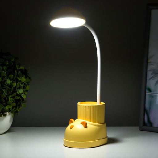 Лампа настольная «Ботинок кот» LED 3 режима 3 Вт USB органайзер желтый 8×11×31 см RISALUX